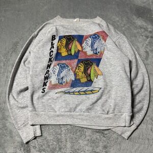 Vintage 1989 Chicago Blackhawks NHL Crewneck Sweatshirt Size M Steinwurtzel